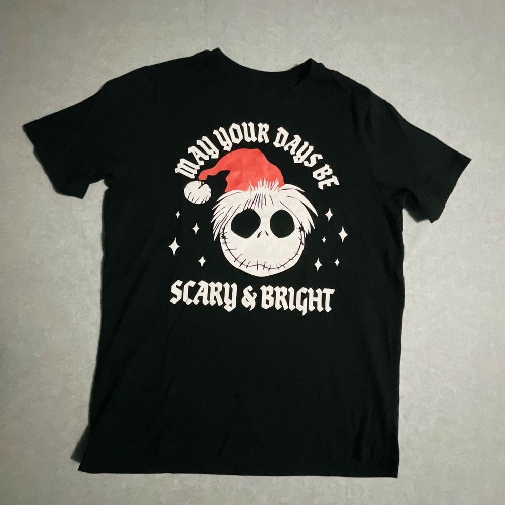 Disney Nightmare Before Christmas Jack Skellington Shirt XL 14/16 Black Goth Tee